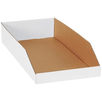 Open Top Bin Boxes, 12 x 24 x 4-1/2, Oyster White, 50/Bundle