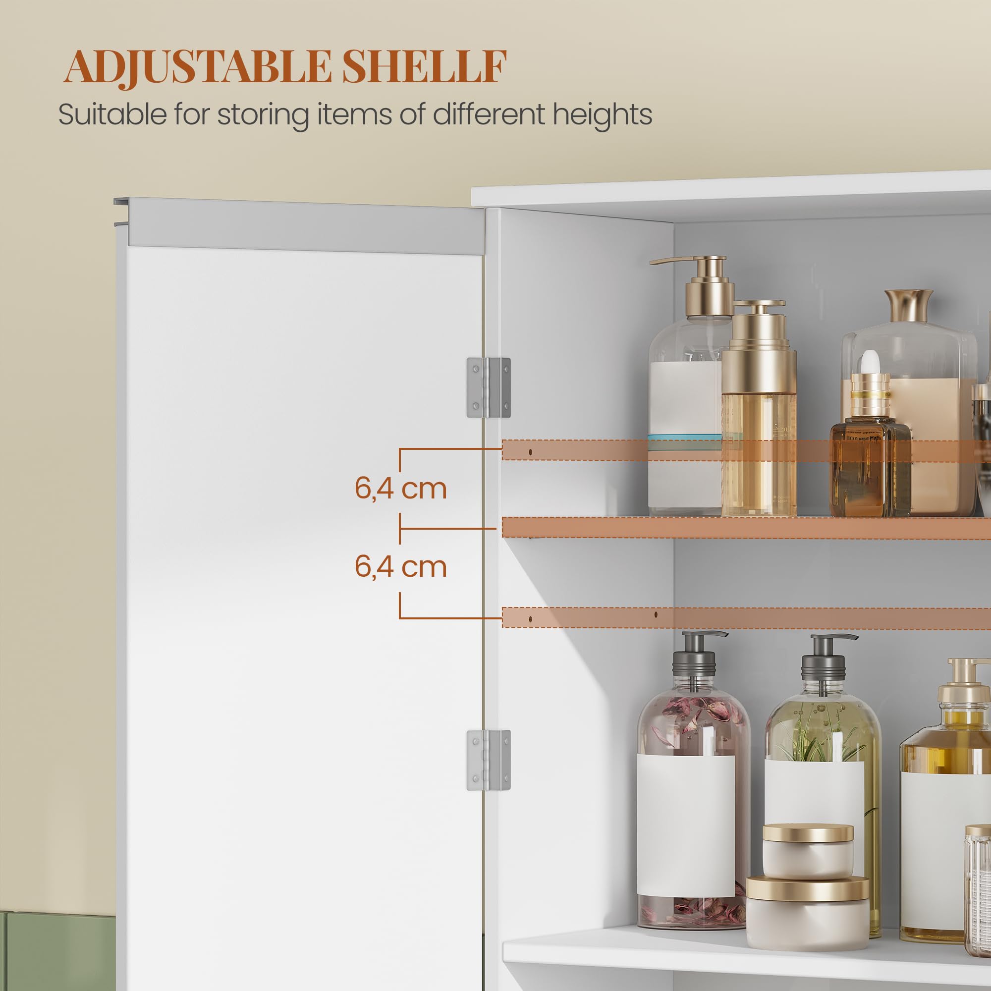 HEXCELEN Armoire de Salle de Bain, Meuble de Rangement avec 4 Portes Blanc