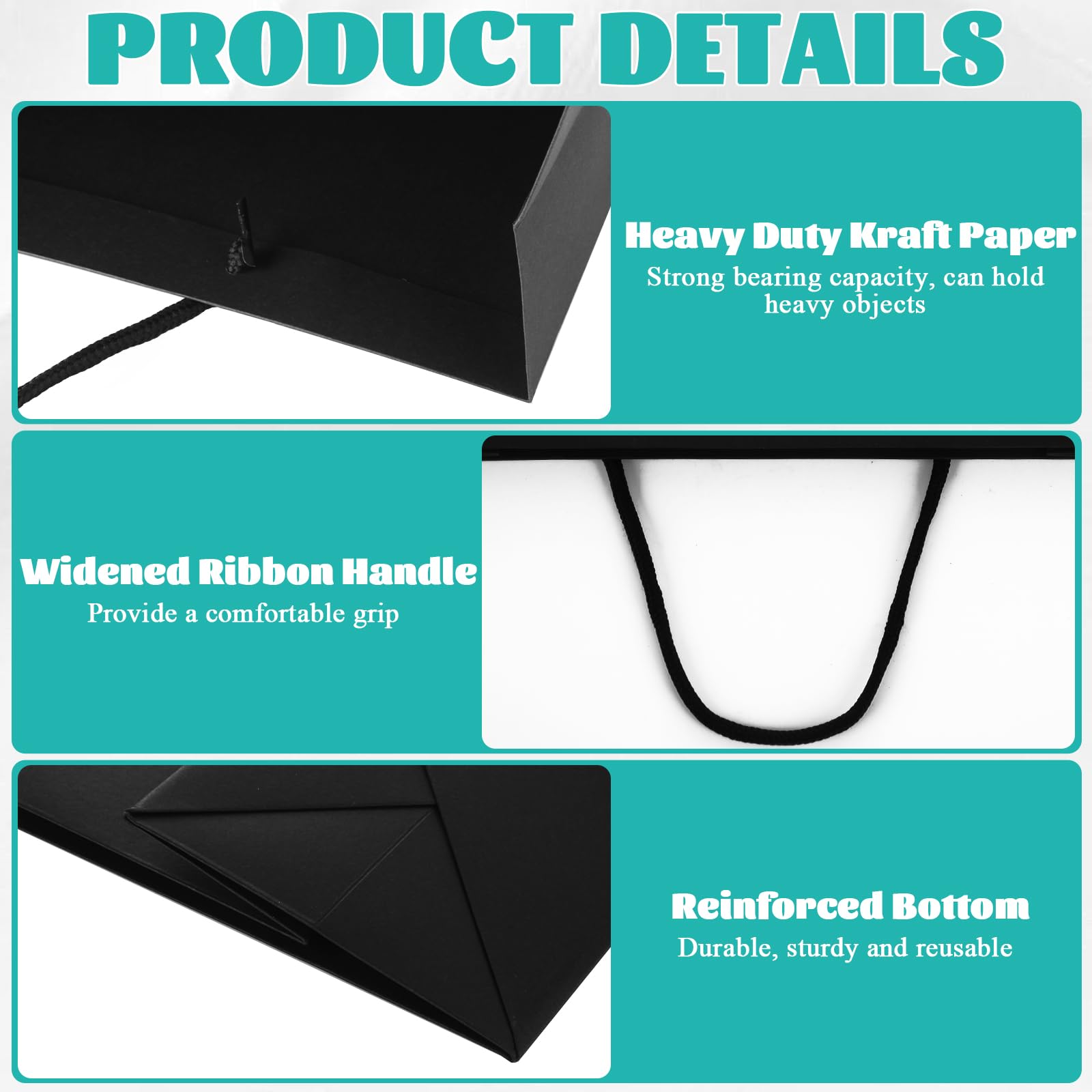 LDHHYH Lot de 40 sacs cadeaux noirs extra larges avec poignées, 31,8 x 11,4 x 27,9 cm, sacs cadeaux robustes pour cadeaux, grand sac cadeau pour mariage, fête, anniversaire, affaires et shopping