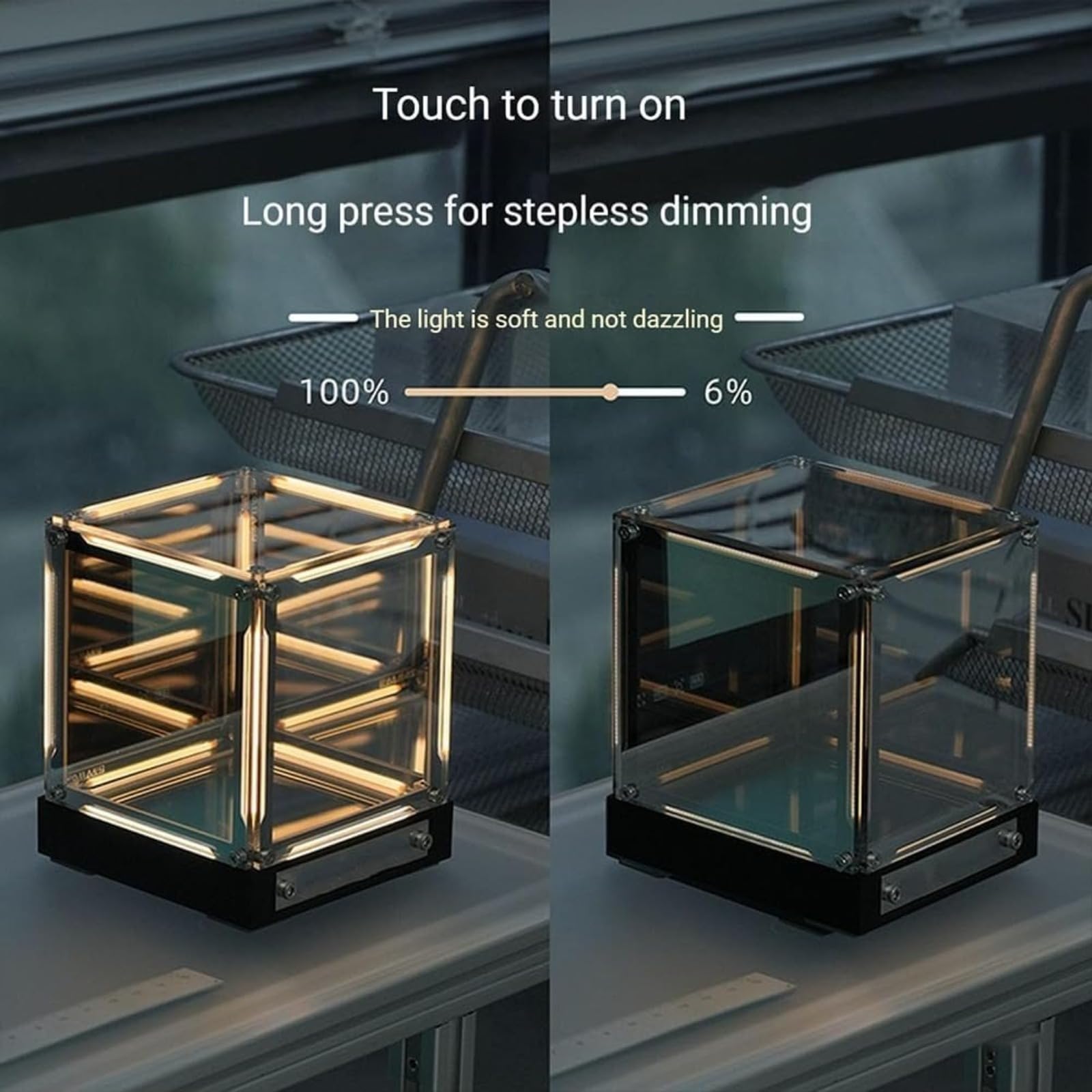 Lampada Infinity Mirror 4D Cubo Abyss Luce Notturna LED, Ricaricabile USB-C con Controllo Touch Dimmerabile, Luce Atmosfera da Scrivania Futuristica per Gaming Room Camera da Letto Comodino Regalo Gam