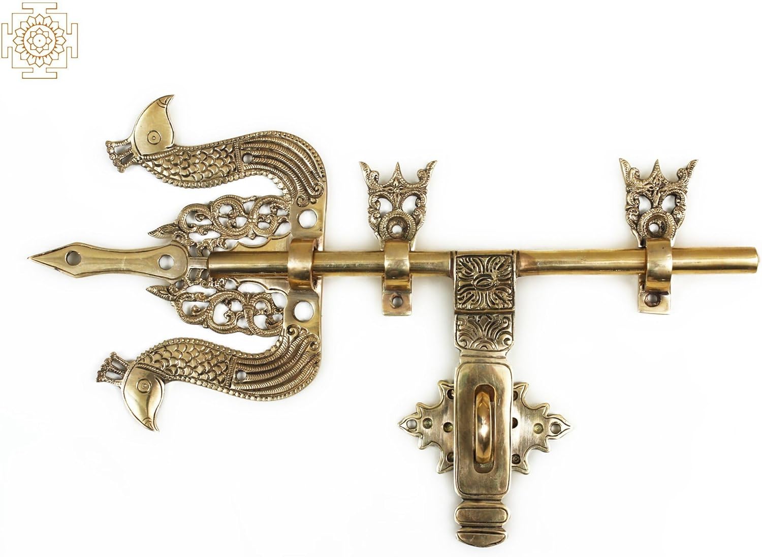 14" Brass Manichitrathazhu Door Lock | Vintage Antique Decorative Stylish Traditional Design Brass Main Door Lock