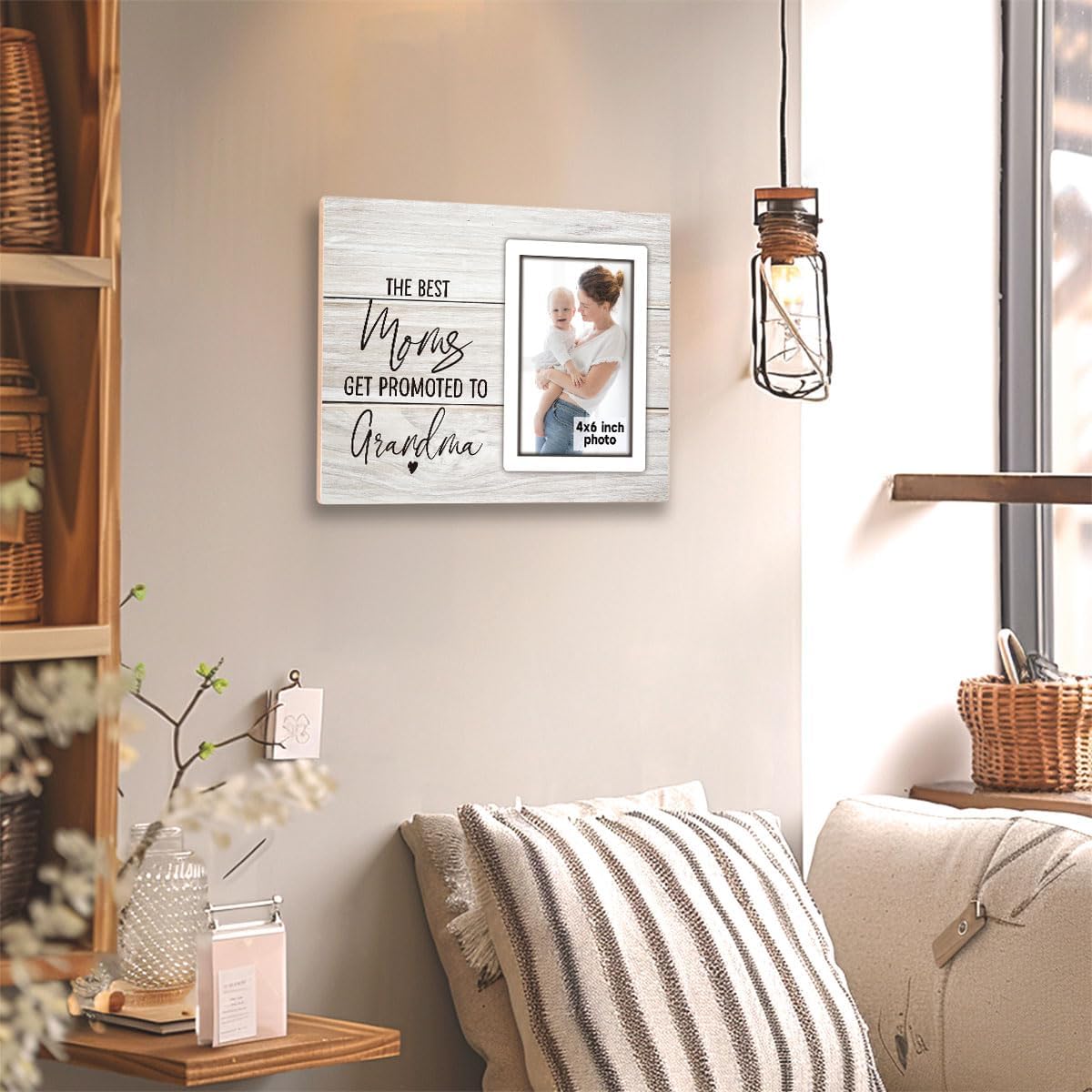 Grandma Picture Frame, Grandma Gifts, The Best Moms Get Promoted to Grandma Photo Frame 4x6 Grandma to Be, Nana Picture Frame, Pregnancy Announcement for Grandma, Grandmother Gifts - Image 3