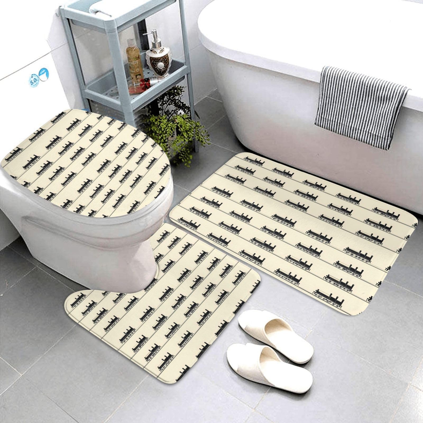 Tapis de salle de bain haut de gamme au design graphique doux pour les pieds