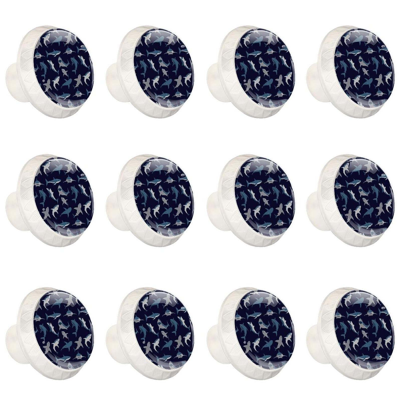 Boutons d'armoires de cuisine requins bleus pour tiroir de commode x12