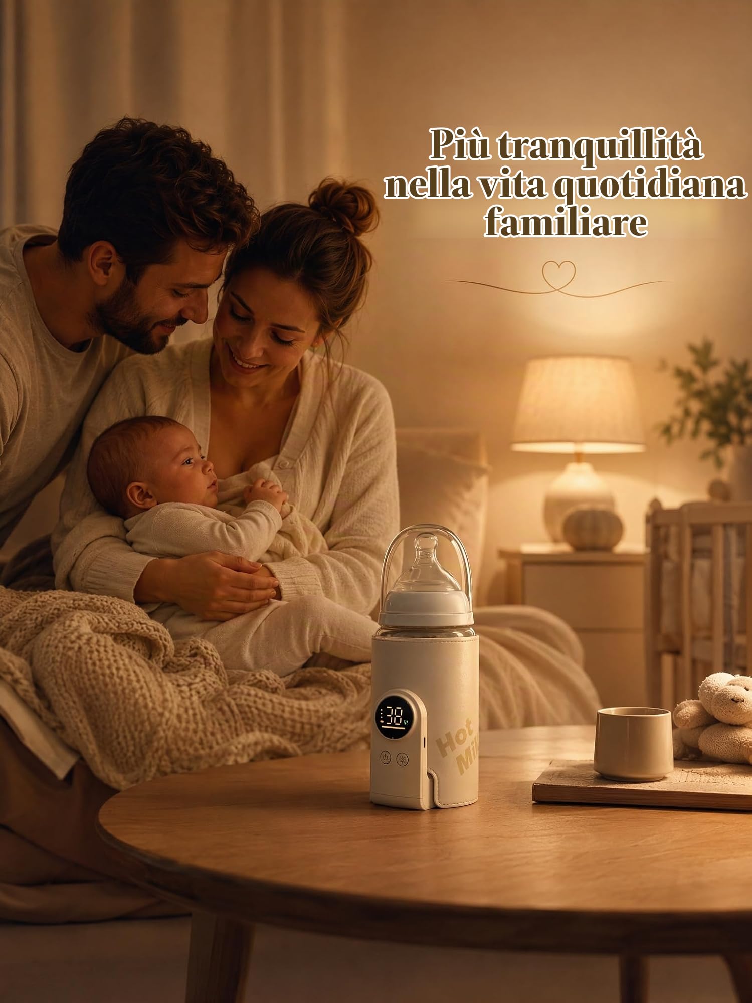 Scaldabiberon per bambini, portatile, con display LCD, ricarica USB, scaldabiberon, per bambini in viaggio e a casa