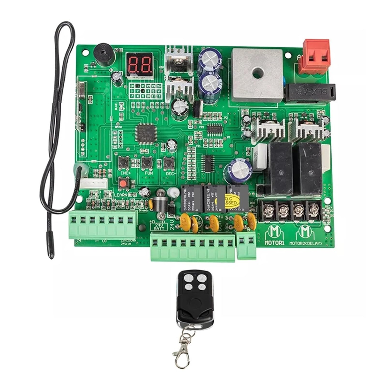 Carte de commande de portail battant à sortie DC12V 24V Connectez la batterie de secours ou le système solaire avec la quantité de télécommande en option Forte sensibilité(1 remote)