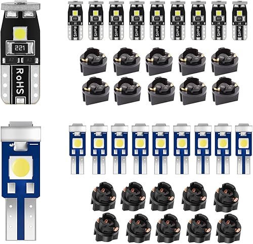 MOAEWN Xenon White T5 37 74 73 2723 2721 T10 168 194 158 2825 Bombilla LED de repuesto para panel de instrumentos, lámpara indicadora de panel de