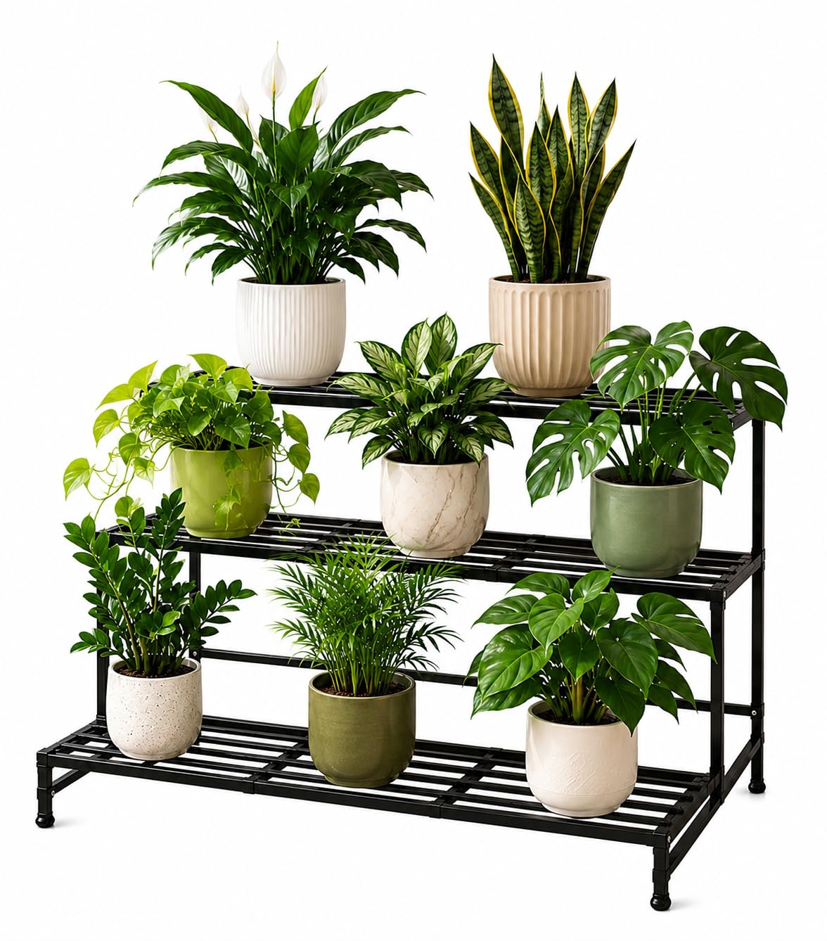 3 Step Plant Stand for Balcony – Wide Metal Gamla Stand, Every Pot Stays Visible | 9-Layer Anti-Rust Powder Coating | Iron Flower Pot Rack for Indoor Living Room & Terrace Garden (Black)-image-43