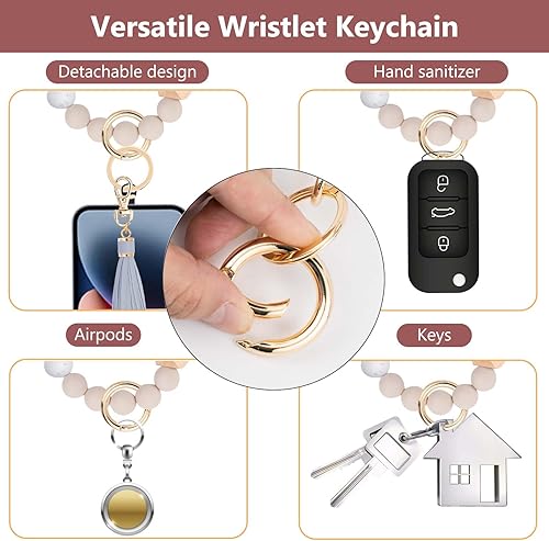 Miniatura 6 de Correa de silicona con cuentas para teléfono, correa para teléfono con pestaña de sujeción, correa elástica para manos libres para teléfono (carmesí)