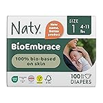 Naty BioEmbrace Baby Newborn Diapers Size 1 (4-11 lbs) | 100% Biobased on Skin | Plant-Based Softness | Dermatologically Tested, Super Absorbent | 100 Count
