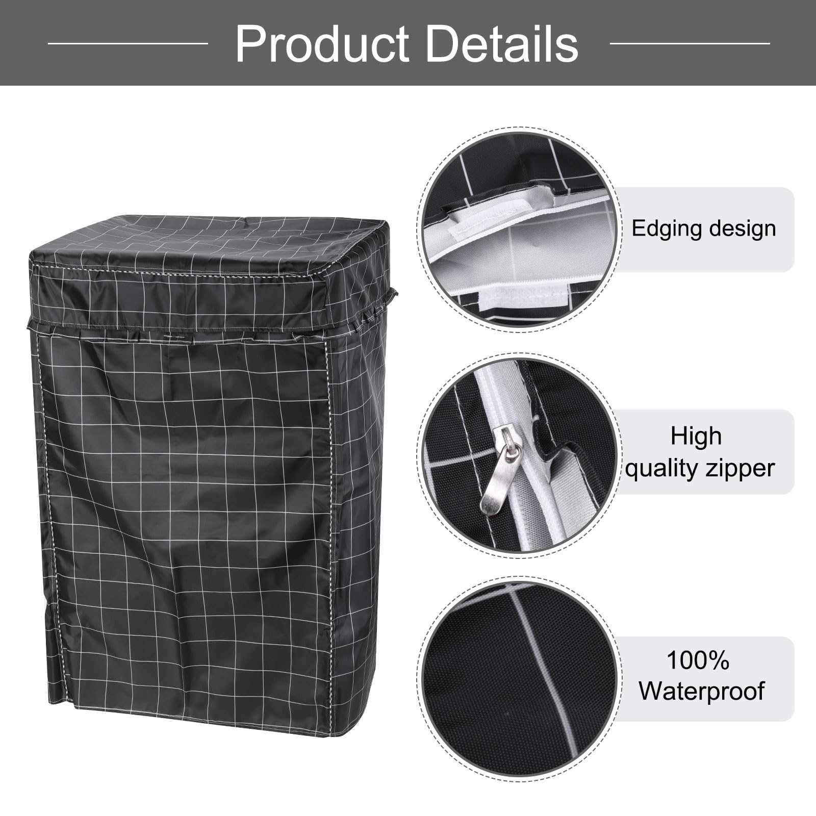 QUARKZMAN Housse pour Machine à Laver 22Wx24Dx35H Pouces Taille M Noir