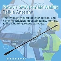 Vista 11 de Retevis Antena Walkie Talkie, antena hembra SMA de 15.4 pulgadas, antena de doble banda de 144/430 MHz, antena de látigo, para Retevis RT29 RT86