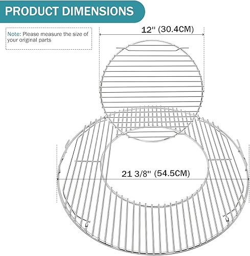 Miniatura 9 de Criditpid 8835 Rejillas de hierro fundido de repuesto para parrillas de carbón Weber de 22.5 pulgadas, hervidor, intérprete Premium, Master-Touch,