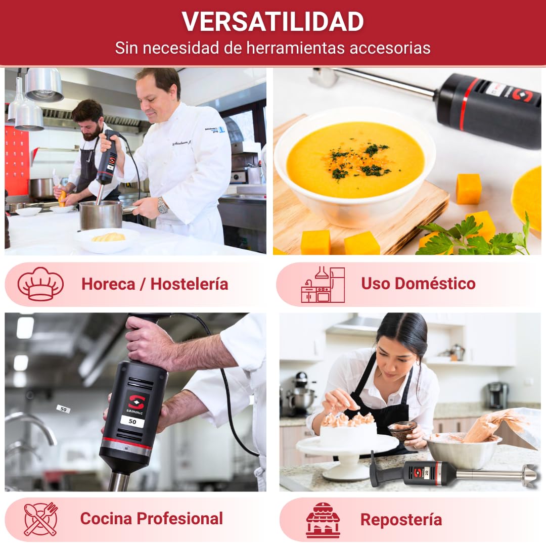 Yommak - Frullatore a mano XM-52 Sammic - 570 W frullatore industriale da 525 mm per contenitori fino a 120 litri - Mixer cucina ideale per uso professionale pasticceria Horeca