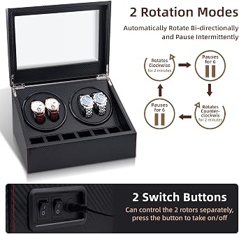 Mcbazel Automatic Watch Winder Box with 4 Watch Winder & 6 Extra Storage Space
