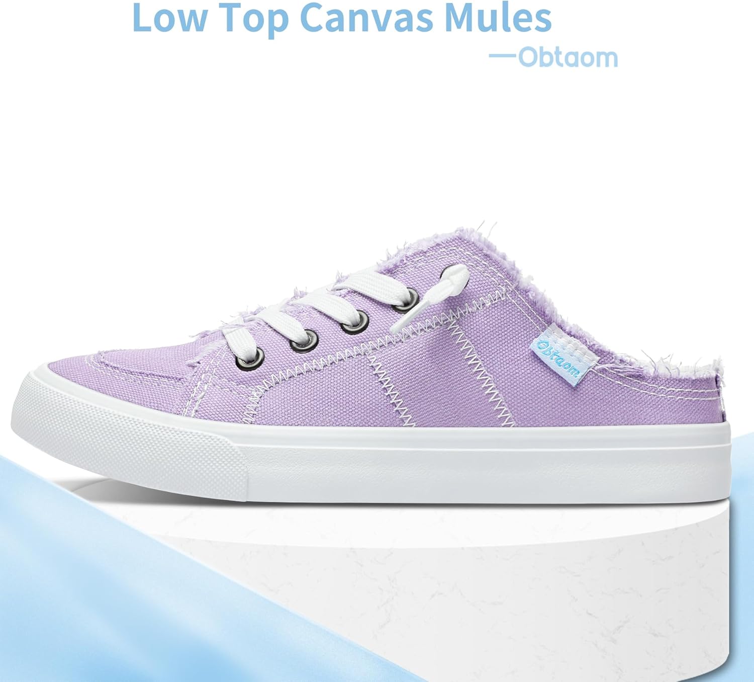 Obtaom Women Canvas Mules Memory Foam Clipper Fashion Sneakers Comfortable Slip-On Mule Backless Holiday Shoes - Image 3