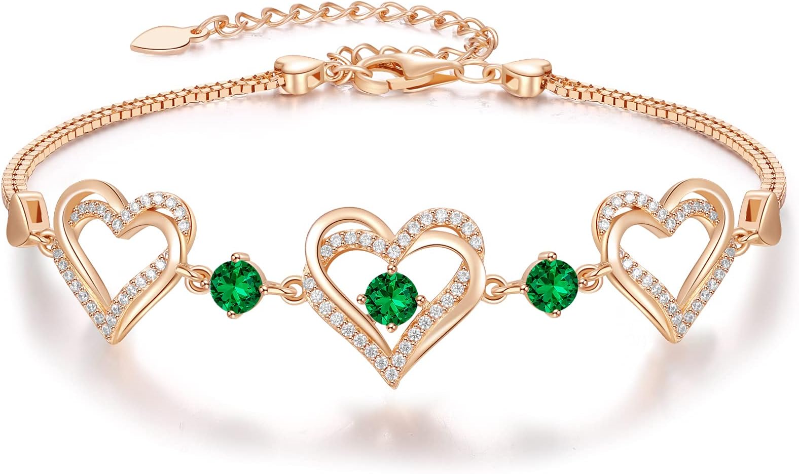 Mothers Day Gifts Forever Love Heart Charm Link Bracelet for Women, 925 Sterling Silver Birthstone Bracelet Anniversary Christmas Birthday Jewelry Gifts for Women Wife Her friend