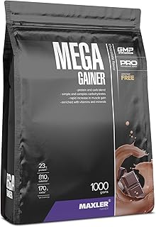 Maxler Mega Gainer - ganador de peso para desarrollar músculo - chocolate - 1000 g - combinación de proteínas, carbohidratos, vitaminas y minerales - 10% de proteína de suero - batido rico en calorías
