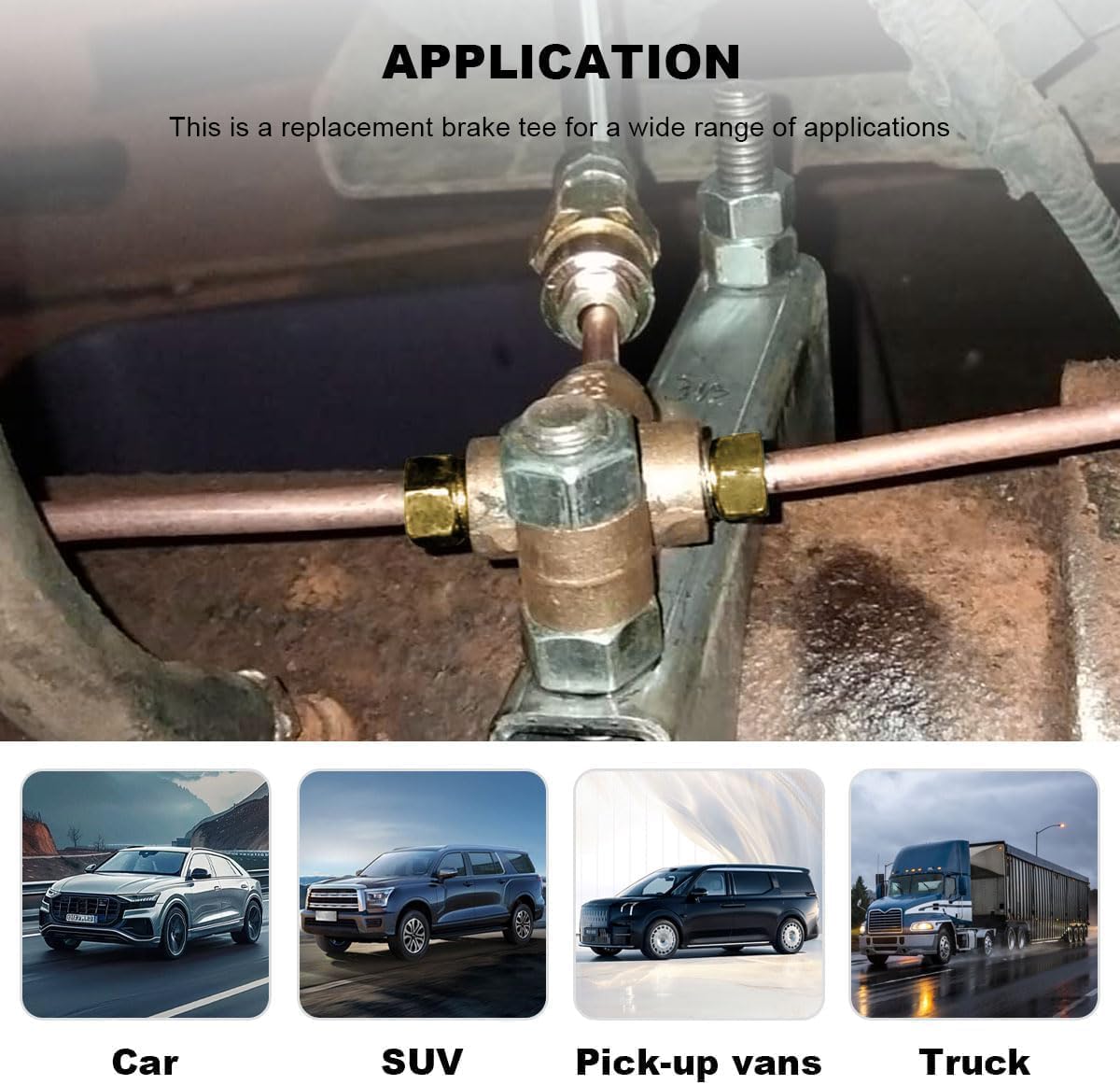 3 Way T-Shape Brake Tee, Alloy Car Brake Tees with 3 Male Nuts Short Union M10, Brake Line Tee Fitting Inverted Female Tees Elbow Connector Replacement Accessories for 3/16in Pipe 10mm (2PCS)