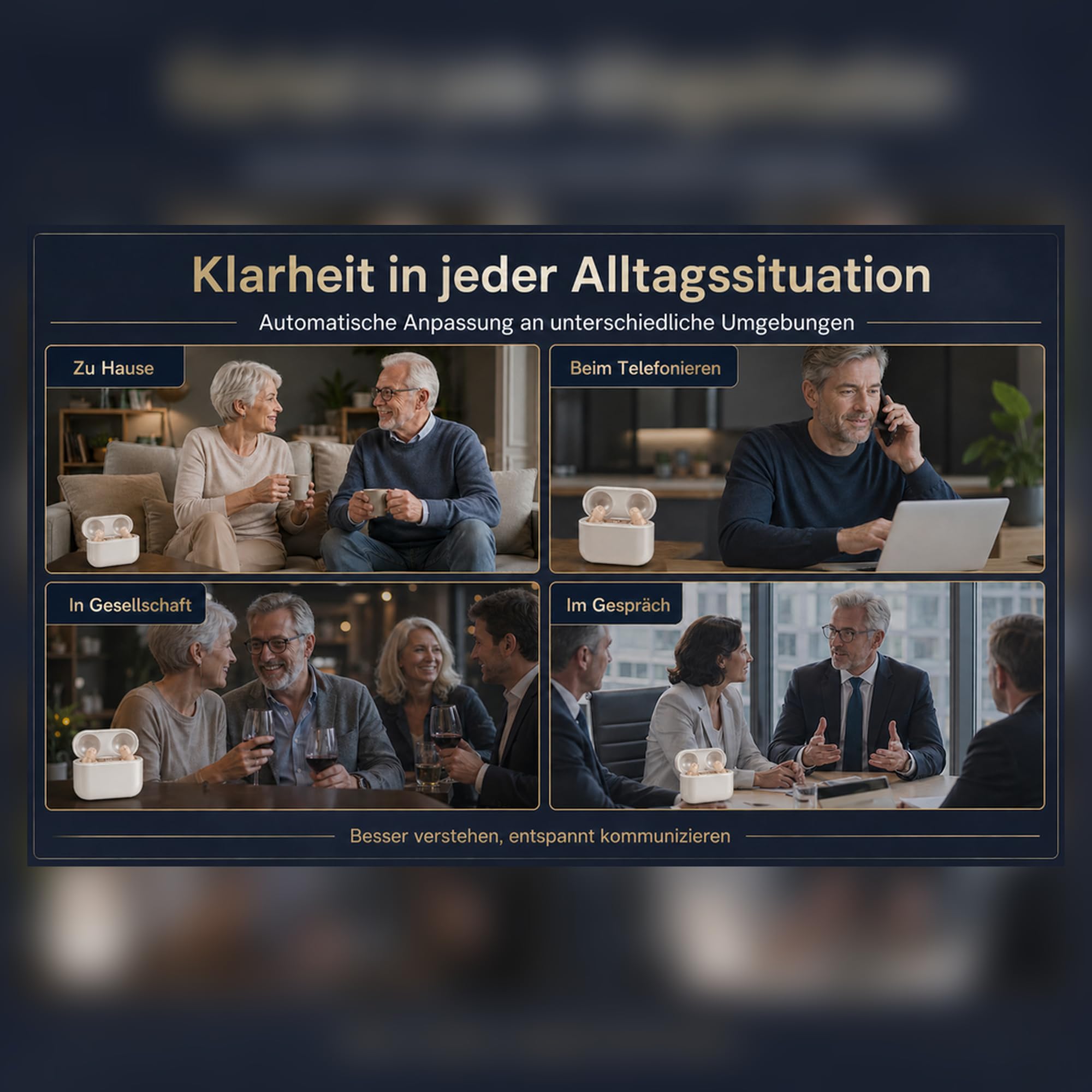 Soundgeräte mit Ladegerät Hörgeräuschverstärker Wiederaufladbares, Einstellbarer Lautstärke, Intelligente Geräuschunterdrückung, Kopfhörer Kabellos mit Aufbewahrungsbox