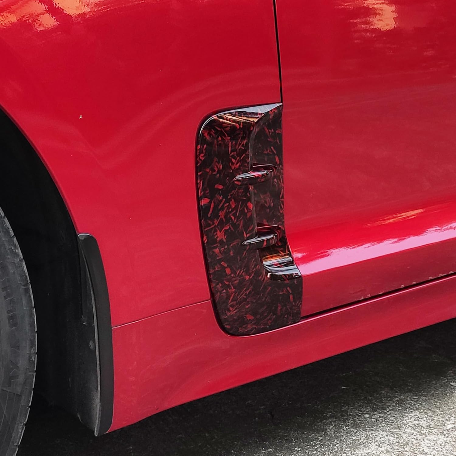 YOUTOOCAR 2PCS Side Fender Vent Trim Covers Compatible with Kia Stinger 2018-2023 Accessories (Forged Red)