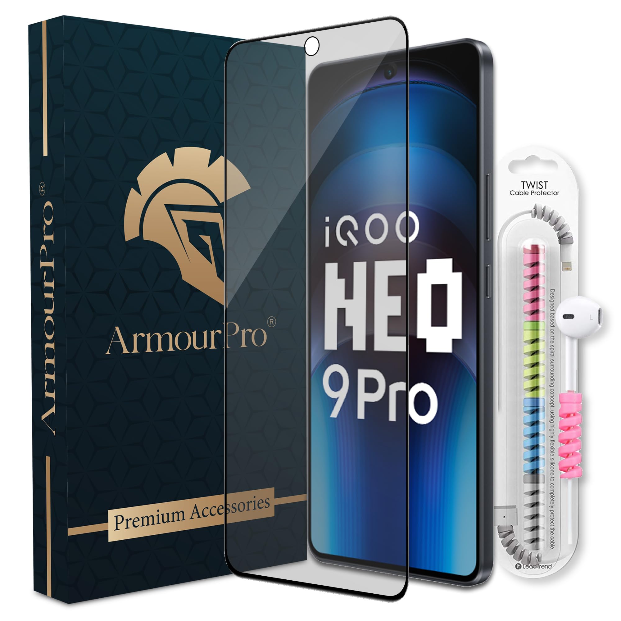 ArmourPro Matte Tempered Glass for iQOO 12 5G / iQOO Neo9 Pro 5G Edge to Edge Full Screen Coverage with Cable Protector & Easy Installation Kit | Matte Finish (B0D9D8367D) Amazon Price History, Amazon Price Tracker