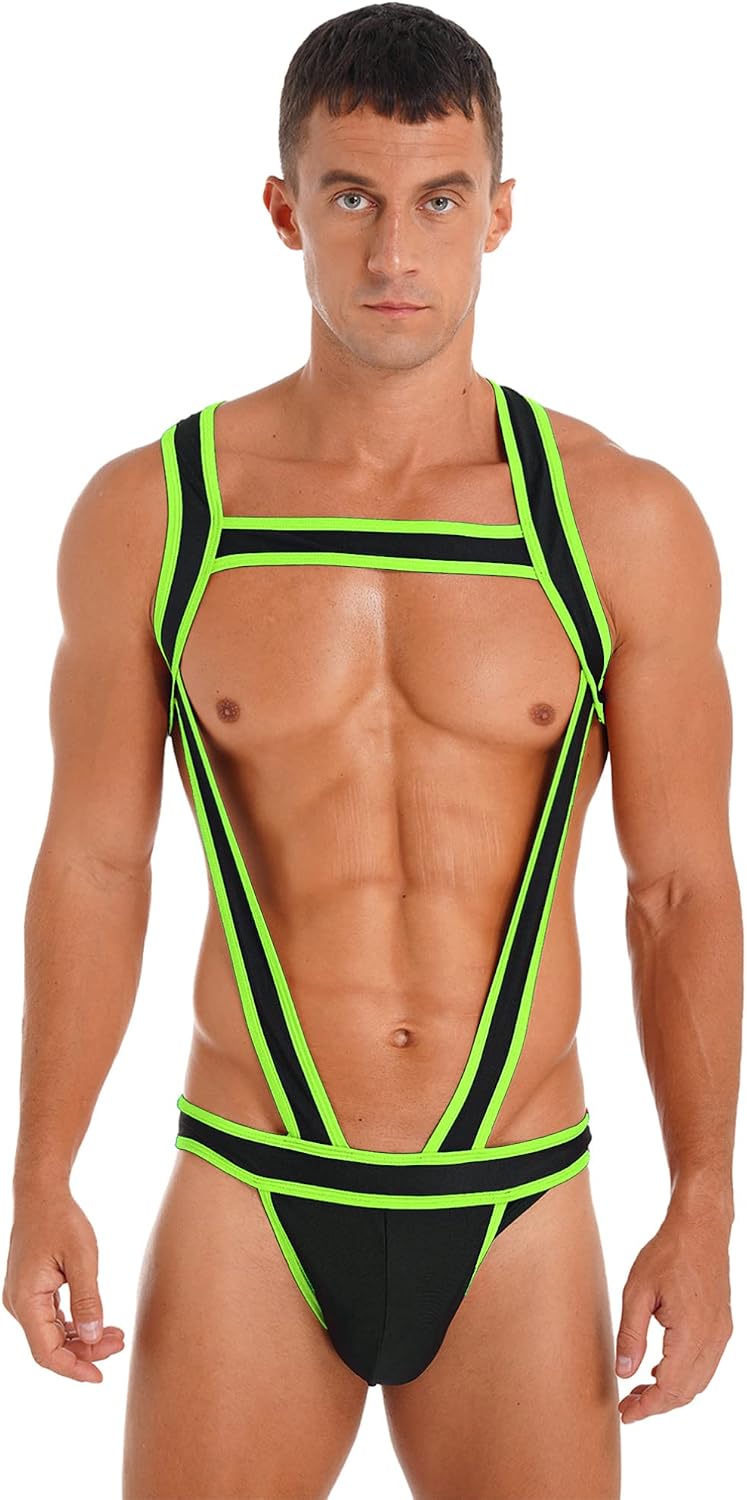 Men's Elastic Band Jockstrap Bodysuit Body Chest Harness Lingerie Strap On Brace Leotard Underwear