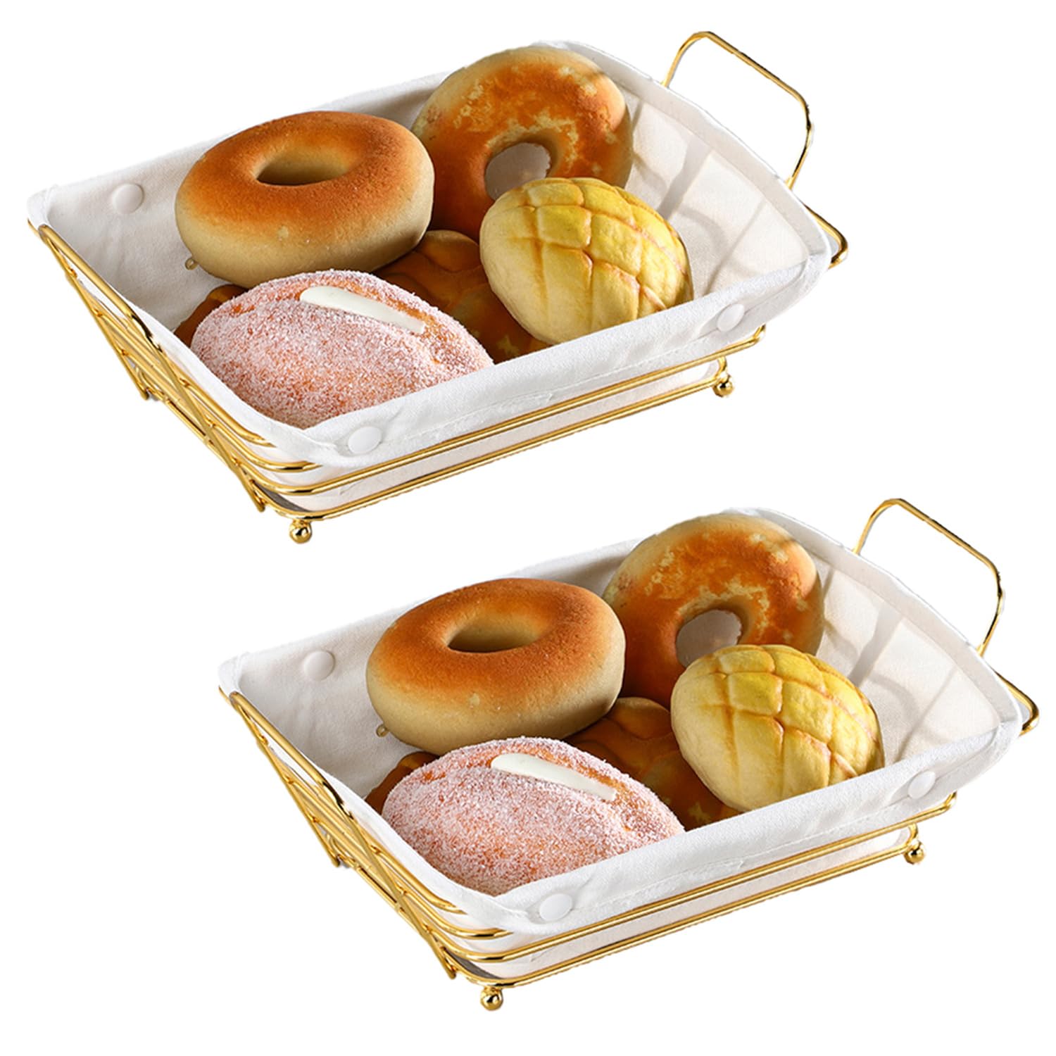 Gold Baskets for Bread Serving, Parties Gold Wire Basket for Fruit Vegetables Bread (2)