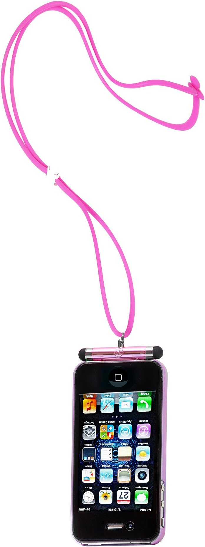 iHangy IHG-ONT-84839 Adjustable Lanyard Necklace with Stylus for iPhone 3/3G/4/4S/iPod - 1 Pack - Retail Packaging - Pink
