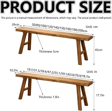 Farmhouse bench for end of bed, entry wood bench indoor rustic skinny dining room wooden