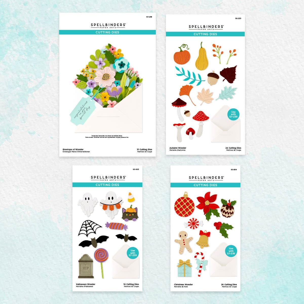 Spellbinders Seasonal Die Cutting Set 4-Pieces/Envelope of Wonder Die Bundle/BD-0786