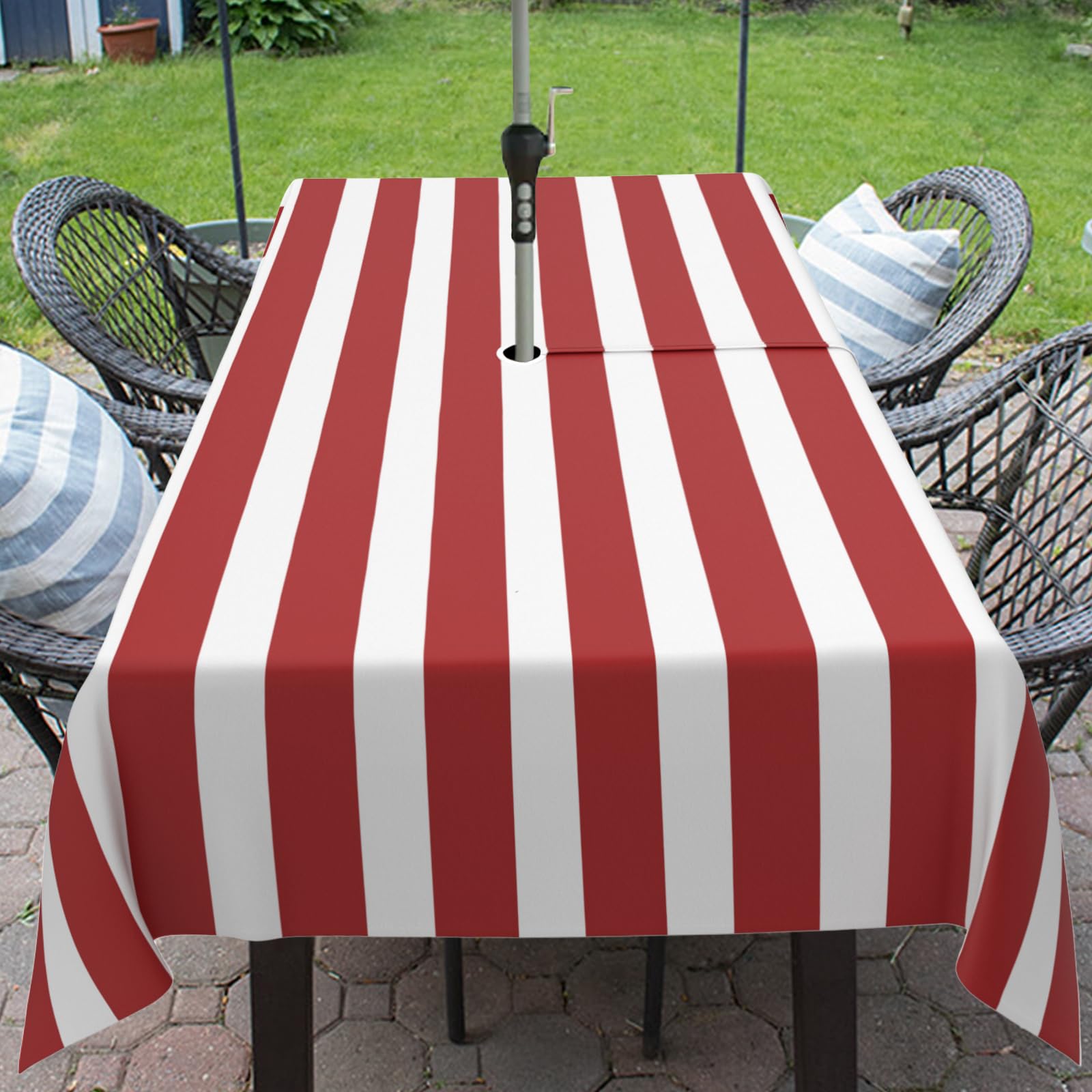 Nappe D'extérieur Imperméable Avec Trou Pour Parapluie Et Fermeture éclair, Idéale Pour Les Tables De Jardin, Les Barbecues, Les Réunions De Famille, Les Fêtes