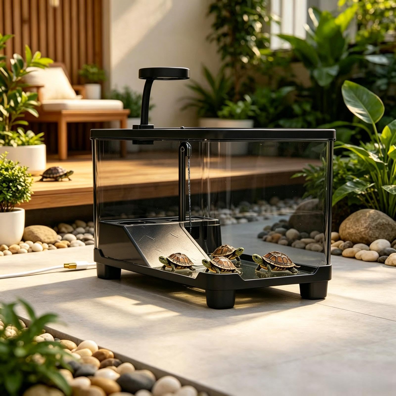 Aquarium à Tortues Terrarium Transparent avec Plateforme De Repos | Habitat pour tortue aquatique Conçu Pour Le Dortoir, Boutique De Quartier, Espace Travail, Salle Séjour, Table Bureau,
