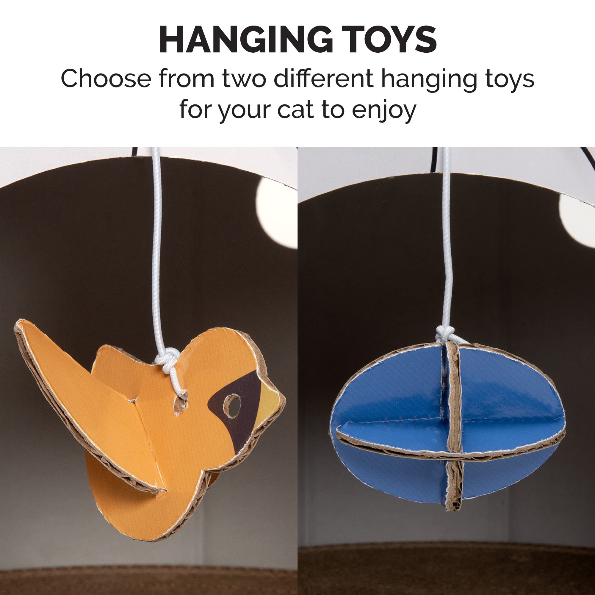 Furhaven Muebles para mascotas para gatos y gatitos - Tiger Tough Busy Kitty Hideaway Cat Scratcher Playhouse con caja de rompecabezas, juguetes y hierba gatera, impresión de gato, talla única
