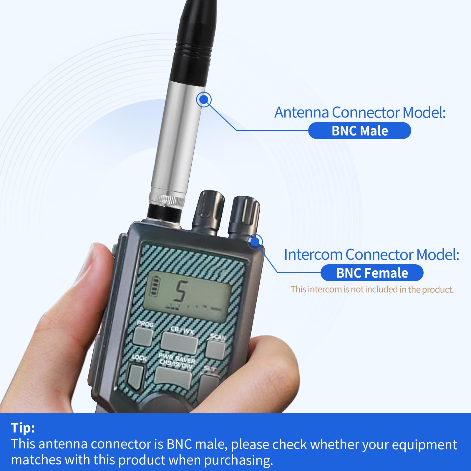 Superbat Antena CB Teleskopowa 27 MHz, BNC, 22,5-130 cm, Kompatybilna z Midland/Cobra/Uniden