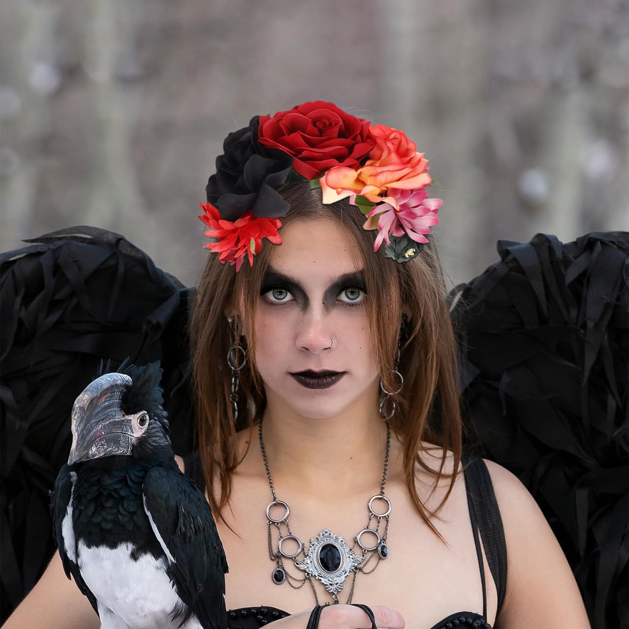 Healvian Accessori Per Capelli Gotici Corona Di Fiori Di Halloween Acconciatura Fasce Di Capelli Fiori Di Rose Per Costume Di Halloween