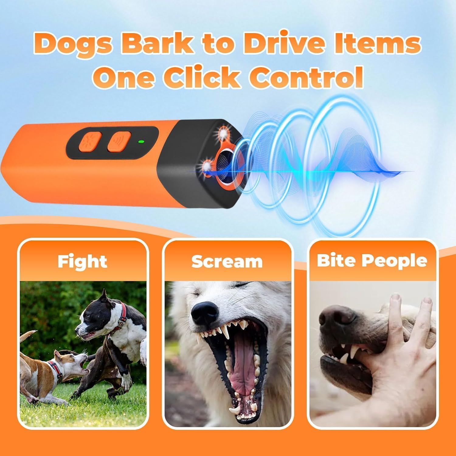 The Barkshield Pro – Anti-blaf Apparaat Voor Honden Met LED Zaklamp, Geschikt Voor Training En Gedragsverbetering (oranje)
