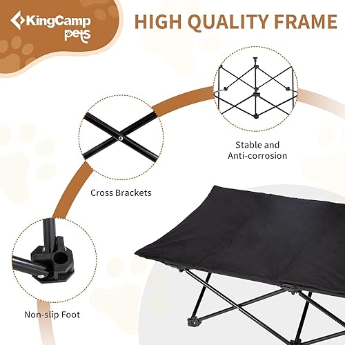 Miniatura 6 de KingCamp Cama elevada para perros grandes, cama elevada para mascotas con malla transpirable lavable y pies antideslizantes, perfecta para