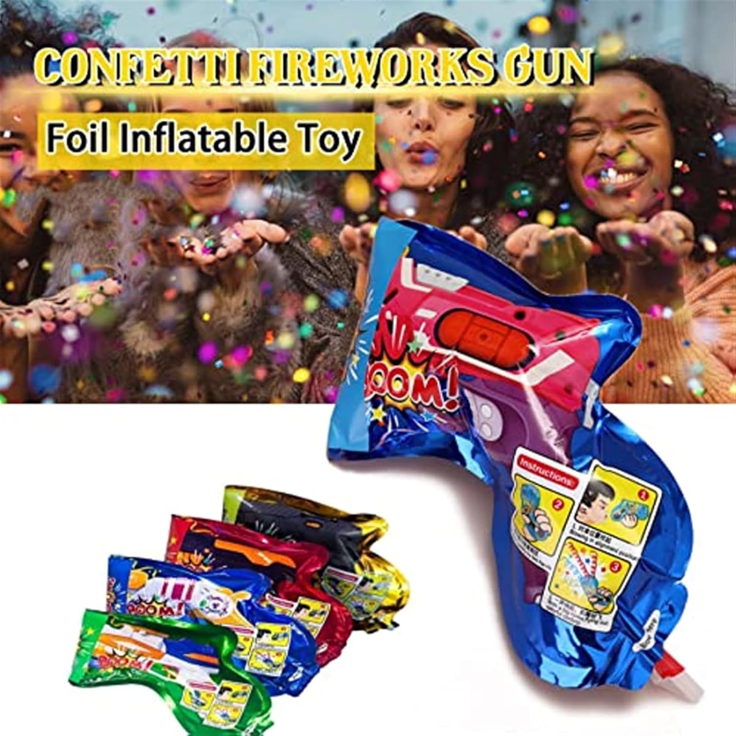 Party Decor 100-10pcs Confetti Cannon Handheld Inflatable Fireworks Gun Sparkle Sequin Wedding Celebration Birthday Party Game Tricky Props (Size : 30pcs)