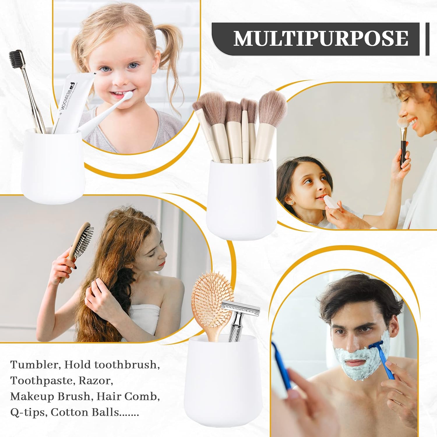 BosilunLife Bathroom Accessories Set 3 pcs - Bathroom Ceramic Foaming Soap Dispenser Set Farmhouse White Bathroom Decor, Foam Soap Dispenser and Toothbrush Holder/Tumbler Cup, Tray