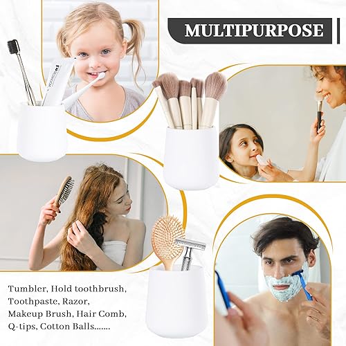 Miniatura 3 de BosilunLife Juego de accesorios de baño blanco  Juego de 3 piezas de dispensador de jabón de baño de cerámica, accesorios de decoración de baño,