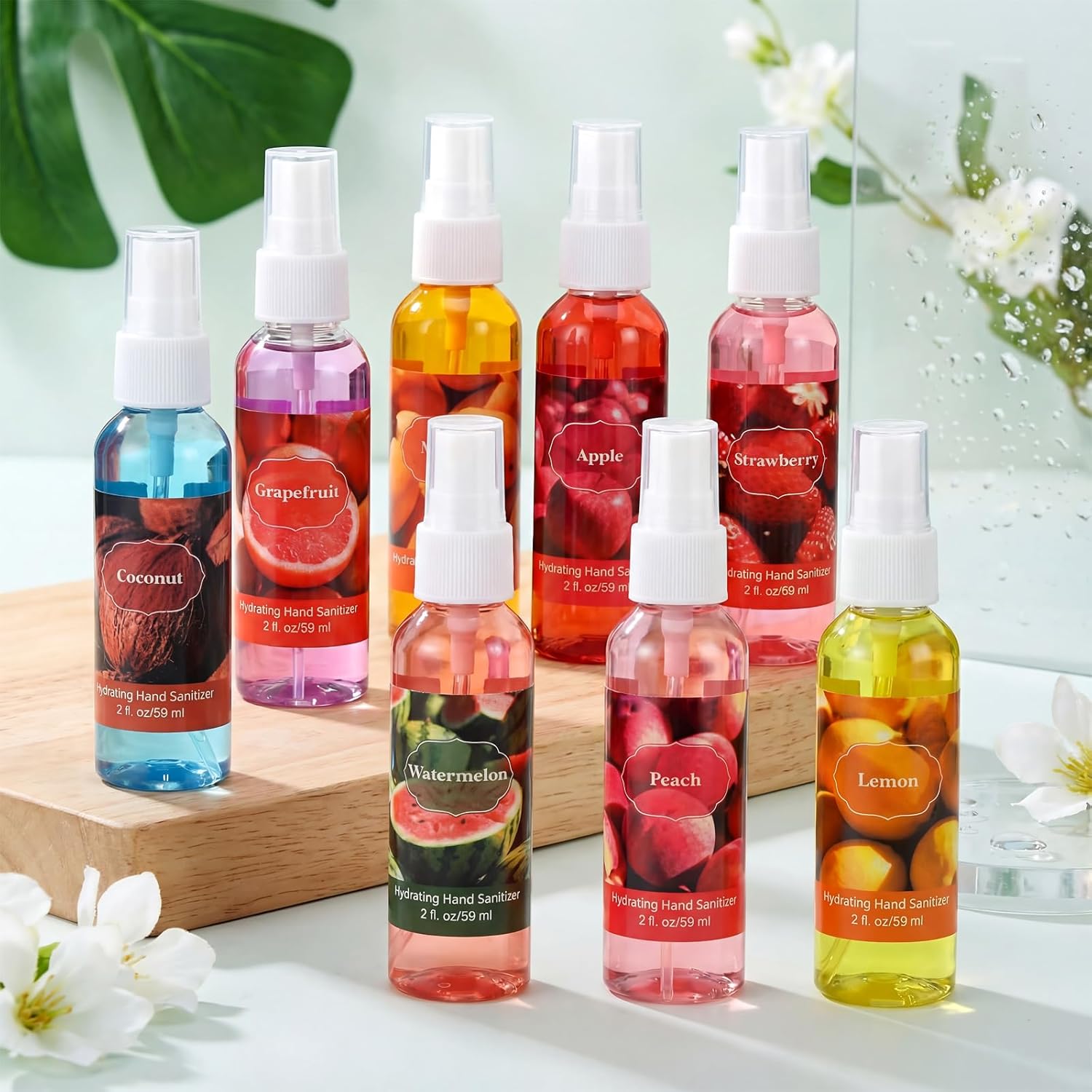 Frienda 24 Pcs Fruity Scented Mini Hand Sanitizer Spray Bulk Travel Size 2 Fl. oz Hydrating Power Mist Small Hand Sanitizer Spray for Personal Use Purse Bag Backpack Handbag Desk Drawer Car Restaurant - Image 2