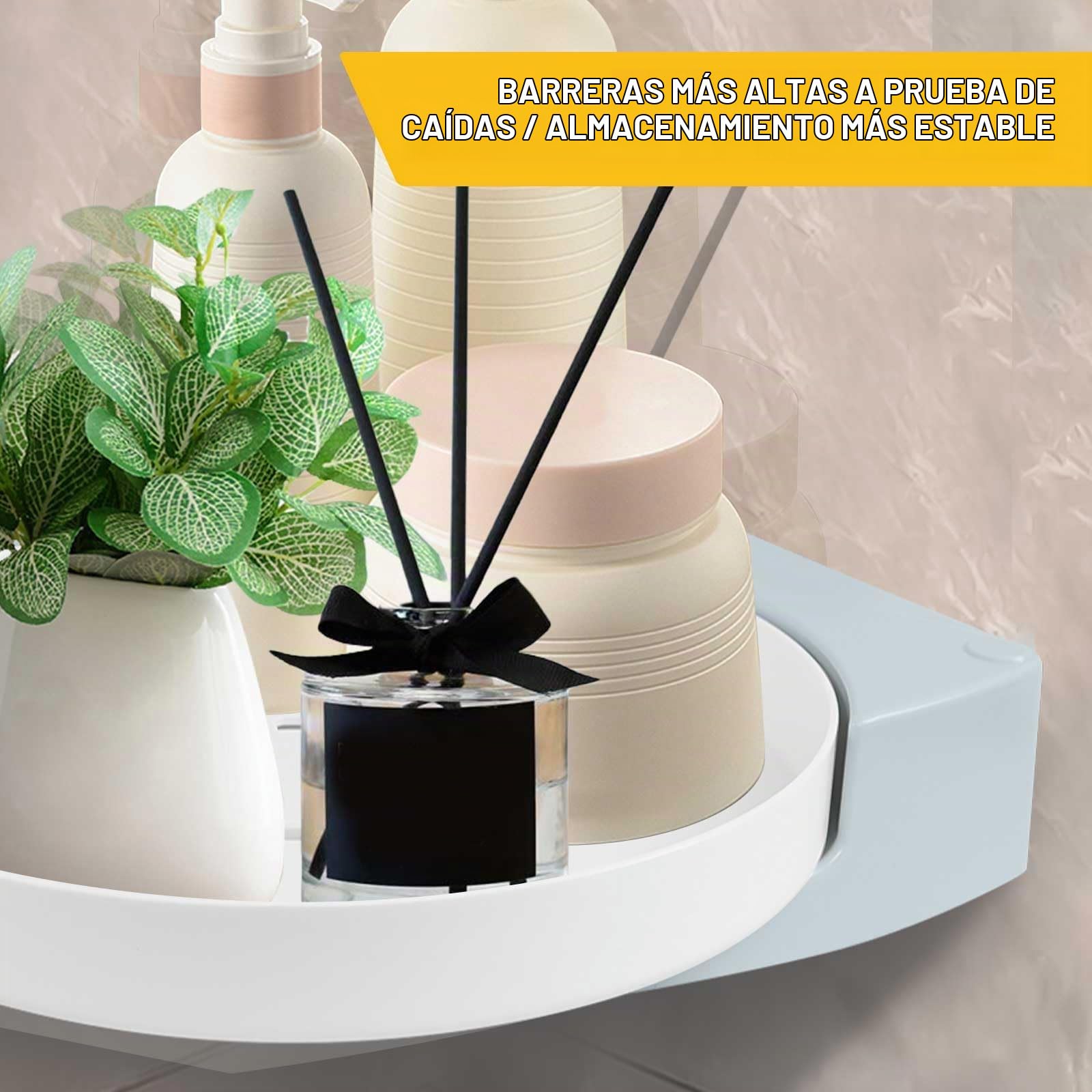mumisuto Estanteria Baño Sin Taladro, 2 Piezas Estante Ducha Sin Taladro Giratorio de 360°, Organizador Ducha Adhesivo, Soportando hasta 33lb, para Almacenamiento Champú Gel Ducha Jabonera