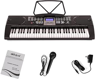 Akkord AKD 61KB 61-Key Octave Electronic Keyboard with adapter- LCD Display| USB Input| Mic |Music Sheet Stand | 255 Rhyth... Price In India