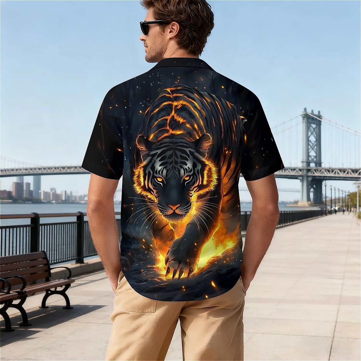 Flame Phoenix Mens Funny Hawaiian Shirts Summer 3D Graphic Button Down Short Sleeve Tropical Holiday Beach Aloha Shirt Medium - Image 5