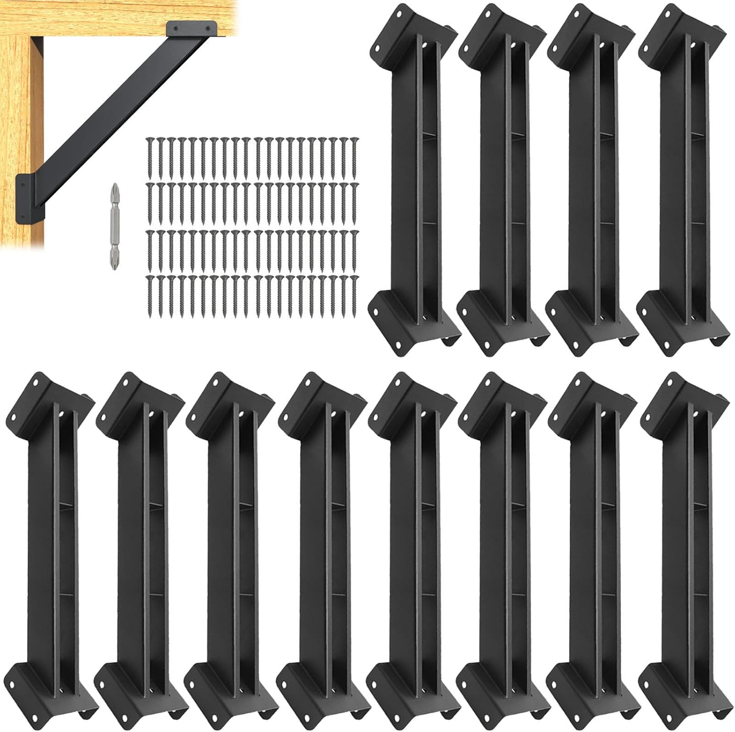 12 Pcs 45° Angle Support Bracket, 4x4 Pergola Brackets Kit , for 4''x4'' Lumber (Actual: 3.6''x3.6'') , for Wooden Structures Such as Pergolas, Gazebos