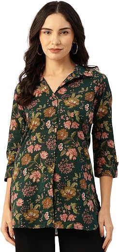 Classic Collared Cotton Shirt with 3/4 Sleeve for a Timeless Casual Look