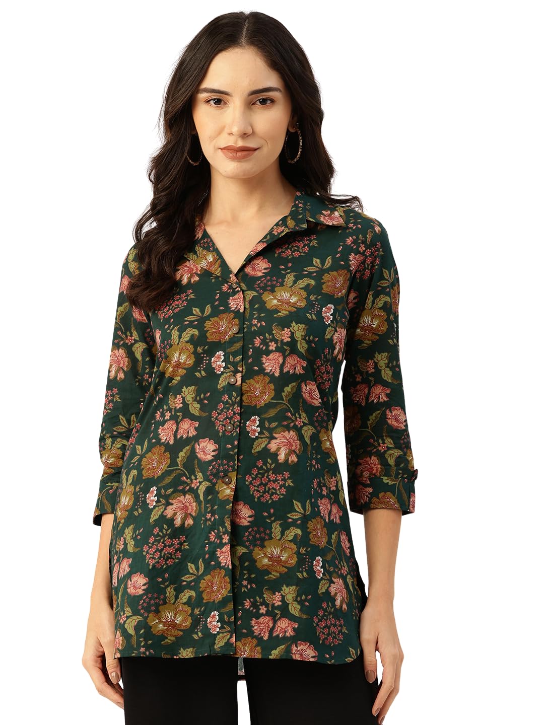 Classic Collared Cotton Shirt with 3/4 Sleeve for a Timeless Casual Look-image-7