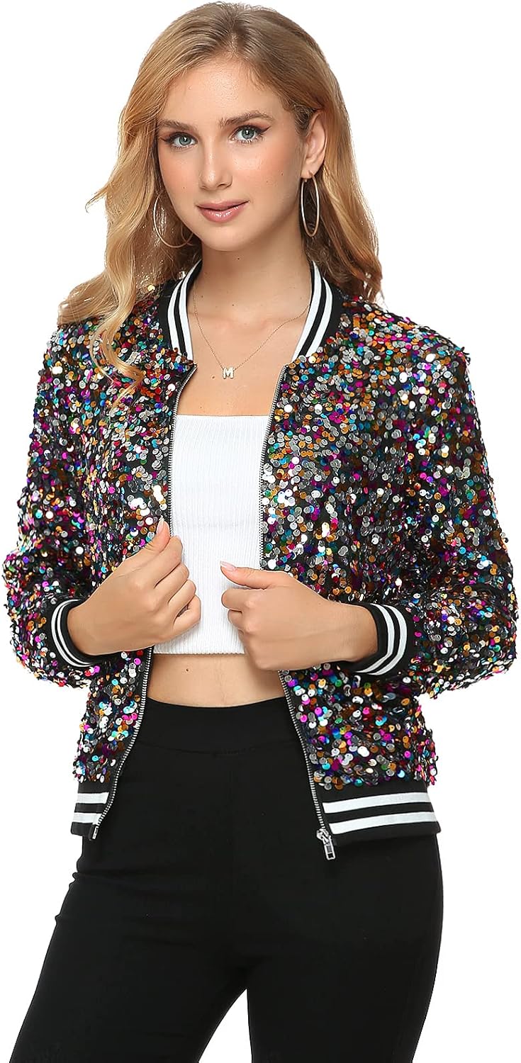 Women's Sequin Bomber Jacket