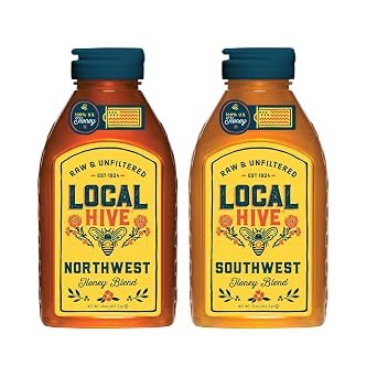 Local Hive Raw & Unfiltered Honey 2-Flavor Regional Bundle Northwest & Southwest 16 oz Each | 100% Pure U.S. Honey | Distinct Regional Floral Profiles | Natural Sweetener for Tea, Baking & Cooking